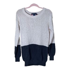 French‎ Connection Women's Cream & Black Color Block Pullover Sweater Siz…